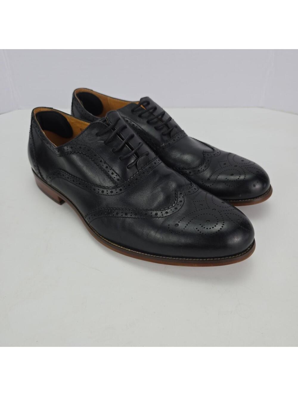 Pierre Cardin Men's Black Leather Wingtip Oxford Dress Shoes Size 44/US 10.5-11